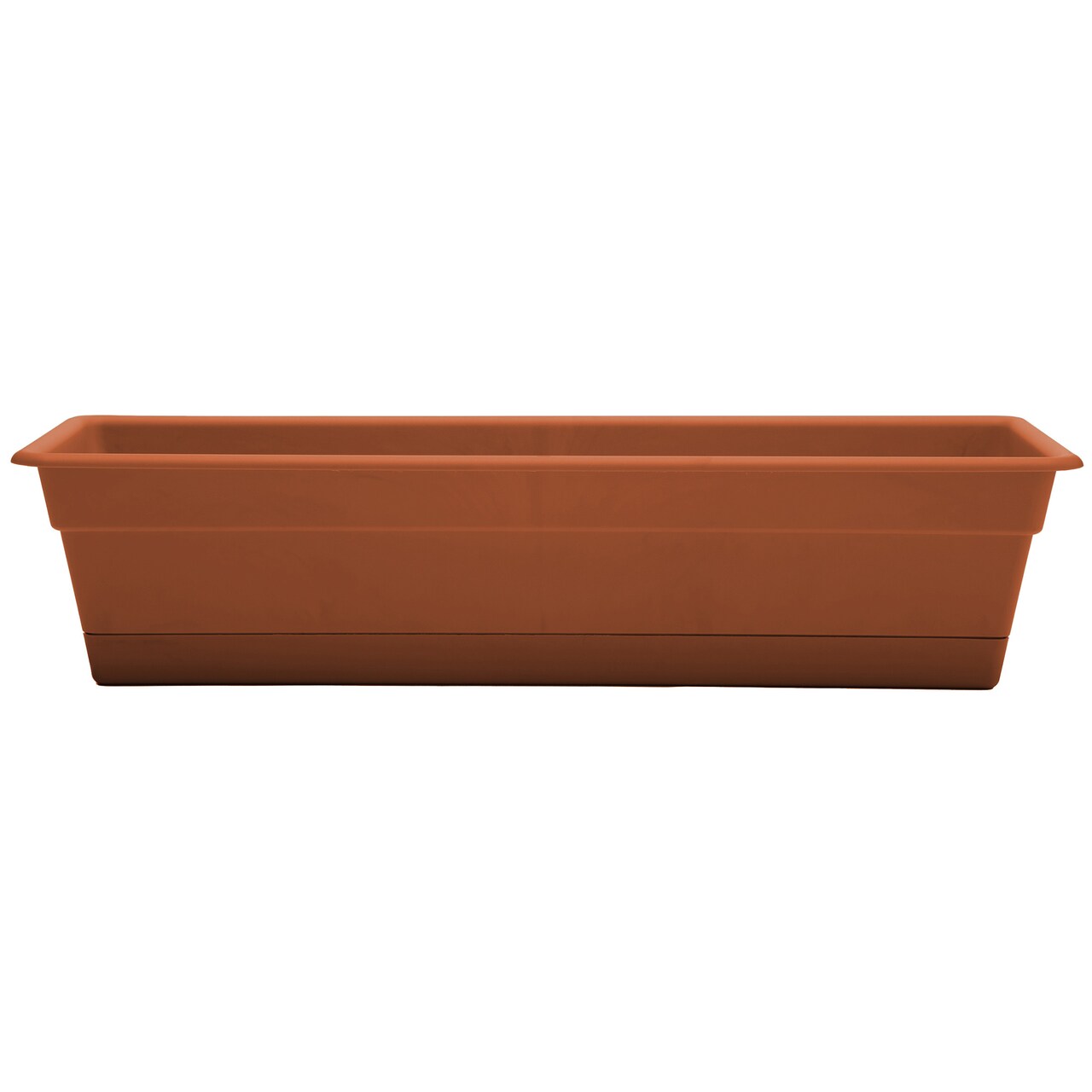Bloem Dura Cotta Window Box Planter: 24" - Terra Cotta - With Tray, Weatherproof Resin Box, Removable Tray For Indoor & Outdoor Use, Gardening, 3 Gallon Capacity